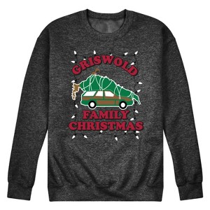 Men's - National Lampoon - Christmas Vacation Holiday Lights Tree with Car Graphic Fleece Sweatshirt - 1 of 4
