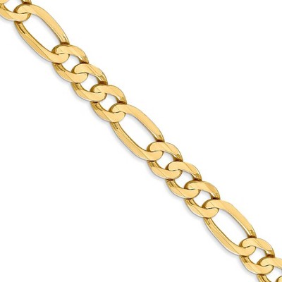 Black Bow Jewelry Men's 6.75mm 10k Yellow Gold Solid Concave Figaro Chain Necklace