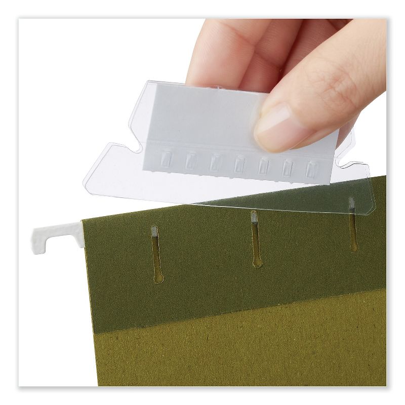 UNIVERSAL Hanging File Folder Plastic Index Tabs 1/5 Tab Cut 2 1/4" Tab Clear 25/Pack 42215, 4 of 5