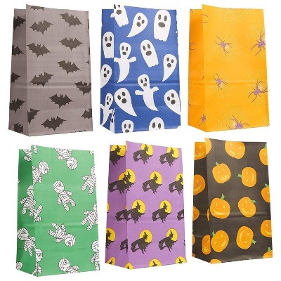 Blue Panda 36-Pack Halloween Party Paper Treat Bags Small Gift Bags, 6 Designs, 5.1 x 8.75 x 3.25 in