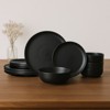 FONTOI 12-Piece Stoneware Dinner Plates, Stackable Bowls Sets for 4, Dinner Plates Bowls Set for Home, Kitchen, Black, 10"*0.7"*10" - 2 of 4