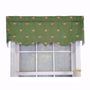 RLF Home Modern Design Classic Flower Pot Regal Style Window Valance  50" x 17" Emerald - 1 of 4