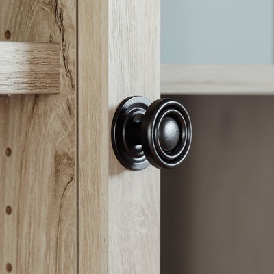 Chalk Oak Office Hutch with Glass Doors and Adjustable Shelves