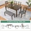 Resenkos 6-Piece Wooden Dining Table Set with 4 Chairs and Bench, Rectangular Table for 6 People, Kitchen & Dining Room, Walnut Brown - 3 of 4