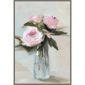 Amanti Art 23" x 33" Peony Blossoms in a Vase I by Isabelle Z Framed Canvas Wall Art Print : Botanical Lithograph, Modern Decor - 1 of 4