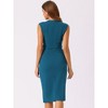 Allegra K Women's Round Neck Slim Fit Sleeveless Split Work Sheath Dresses - 3 of 4