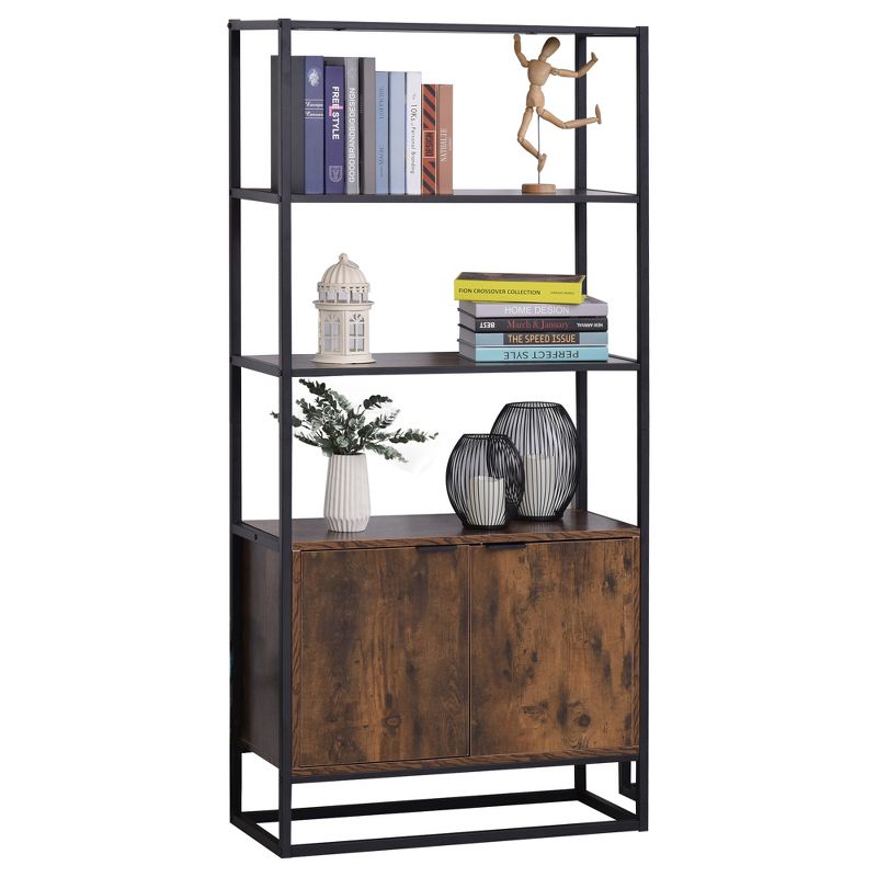 HOMCOM Shelves for Storage, Cabinet Bookcase with 3 Open Shelf, Tall Organizer Multifunctional Rack for Living Room, 4 of 9