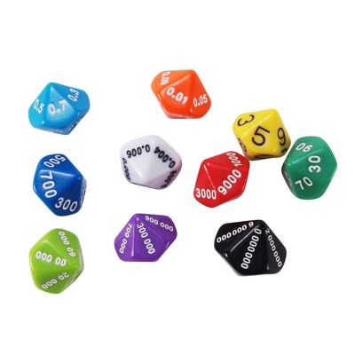 Learning Advantage 10-Sided Place Value & Decimal Dice, Set of 10