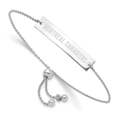 Black Bow Jewelry Sterling Silver Montreal Canadiens NHL Identification Bracelet 9 Inch