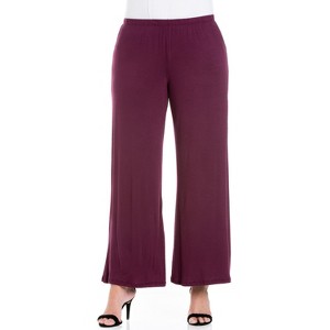 24seven Comfort Apparel Women's Plus Women's Plus Wide-leg Palazzo Pants - 1 of 4