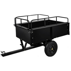 750Lb Heavy Duty Utility Trailer w/Removable Sides, 15 Cu.Ft ATV/Garden Dump Cart, Pneumatic Tires For Lawn Mowers, Tractors, Farm (Black/Yellow) - 1 of 4