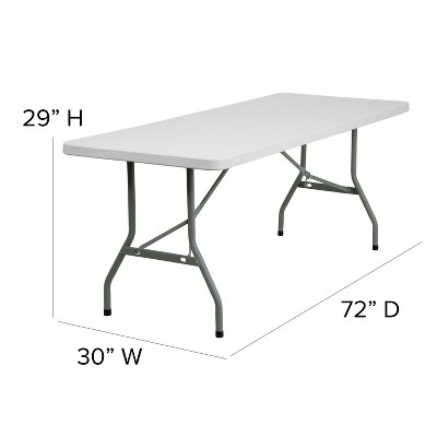 6-Foot Gray Metal Frame White Plastic Folding Table