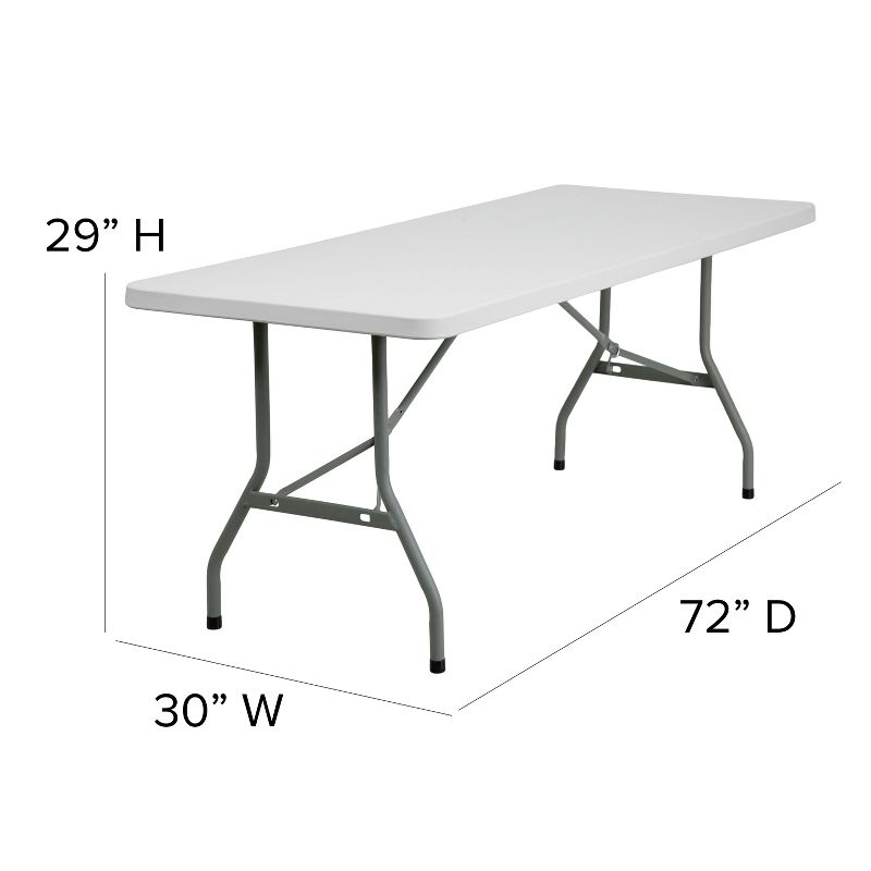 Flash Furniture 6-Foot Granite White Plastic Folding Table, 5 of 9
