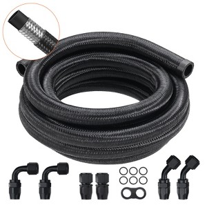 VEVOR 10AN Fuel Line Kit, 10 FT Fuel Hose Kit, 0.55" Nylon Stainless Steel Braided Fuel Line Oil/Gas/Diesel Hose End Fitting Kit - 1 of 4