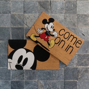 Licensed Disney Mickey Mouse Everyday Christmas Holiday Modern Graphic Novelty Natural Coir Non-Slip Indoor/ Outdoor 2 Pack Door Mat Set, 20x34 - 1 of 4