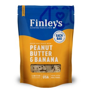 Finley's All Natural Peanut Butter & Banana Flavor Dog Treat Crunchy Biscuits - 1 of 4