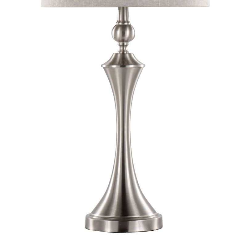 LumiSource (Set of 2) Flint 30&#34; Contemporary Table Lamps Brushed Nickel with Taupe Textured Shade and Built-in USB Port from Grandview Gallery, 4 of 9