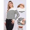 INSPIRE CHIC Women's Drop Shoulder Crew Neck Long Sleeve Color Block Knitted Tops - 2 of 4