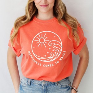 Simply Sage Market Happiness Comes In Waves Circle Garment Dyed Tee - 1 of 4
