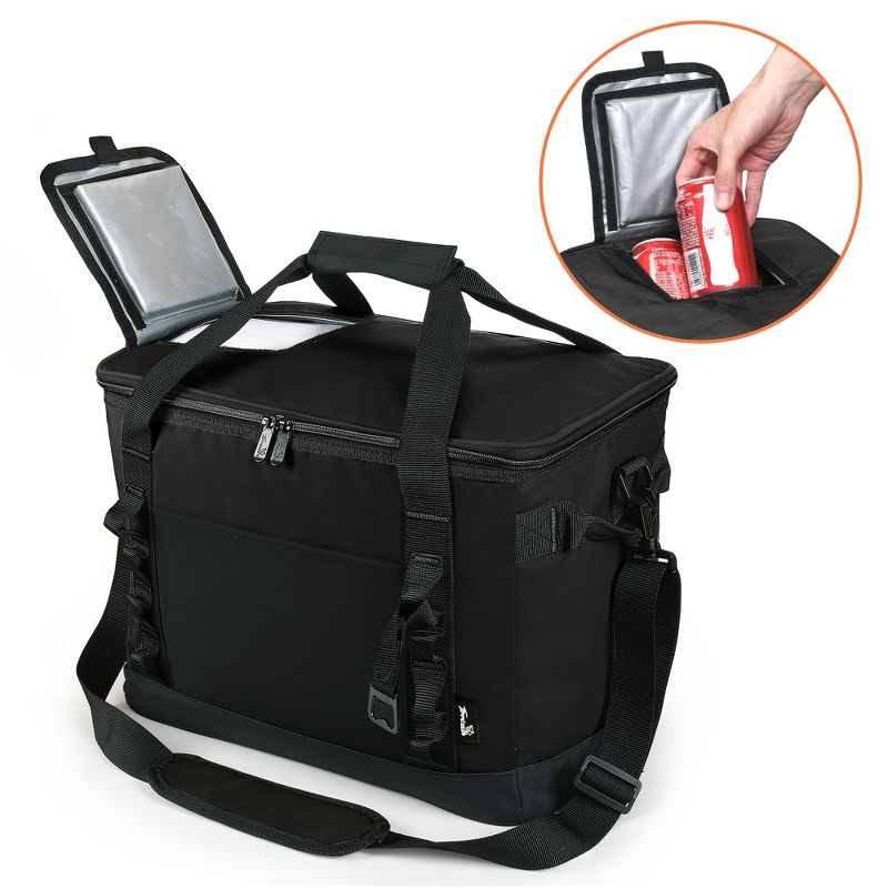 Tirrinia 48 Can Soft Sided Cooler with Quick Access Top Opening, Thermal Insulation Leakproof Cooler with Heavy Duty Handles (Black)