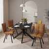 LeisureMod Ravenna 5-Piece Dining Set 63" Rectangular Dining Table with Ebony MDF Top and 4 Leather Side Chairs - 2 of 4