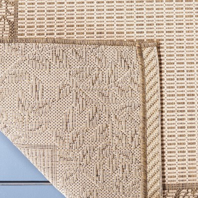 Natural Brown Floral Motif Indoor/Outdoor Area Rug