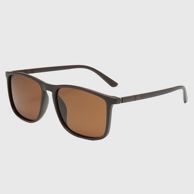 Anna-Kaci  Unisex Square Polarized Lightweight UV Protection Sunglasses - Brown Frame - Brown Lens