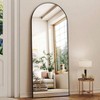56 Inch Arched Full Length Mirror with Aluminum Alloy Frame Black Standing Wall Mounted Floor Mirror Large Dressing Mirror - 2 of 4