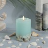 LumiPur Signature Coastal Collection Flameless Plastic LED Wax Pillar Candle with Seashell Embed Seafoam - 2 of 4