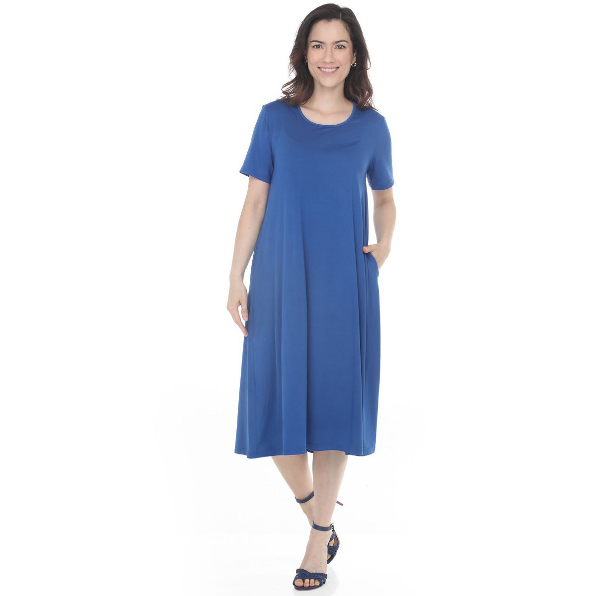 Women's Tee Swing Midi Dress -White Mark - thumbnail 6