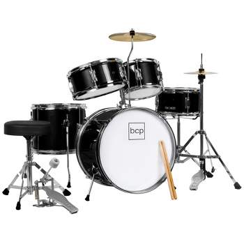 Best Choice Products 5-Piece Kids Beginner Junior Size Drum Set, Percussion Instrument Starter Kit w/ Stool
