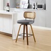 Bekrvio Swivel Counter Height Bar Stools Set of 1/2/3/4- 26" Faux Leather Upholstered with Rattan Back,Ideal for Kitchen Island - 3 of 4
