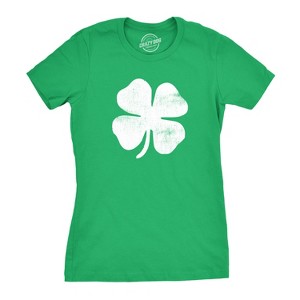 Womens Four Leaf Clover T Shirt Funny Saint Patricks Day Shamrock Lucky Green - Crazy Dog Women's T Shirt - 1 of 4
