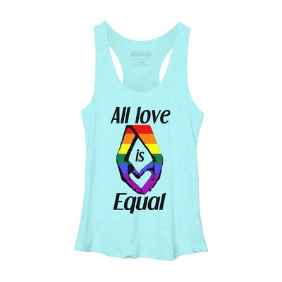 Adult Design By Humans Love is Equal Holding Hands Pride Flag By dnlribeiro88 Racerback Tank Top