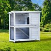 GDFStudio Longman Outdoor 41" Metal and Wood 2-Story Rabbit Hutch with Non-Slip Ramp and 2 Removable Trays - 2 of 4