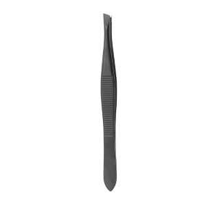 Unique Bargains Durable Striped Slanted Eyebrow Tweezer Black 1 Pc - 1 of 4