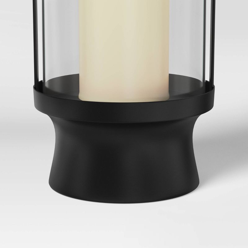 Modern Metal and Glass Battery LED Pillar Candle Outdoor Lantern Black - Threshold™, 5 of 7