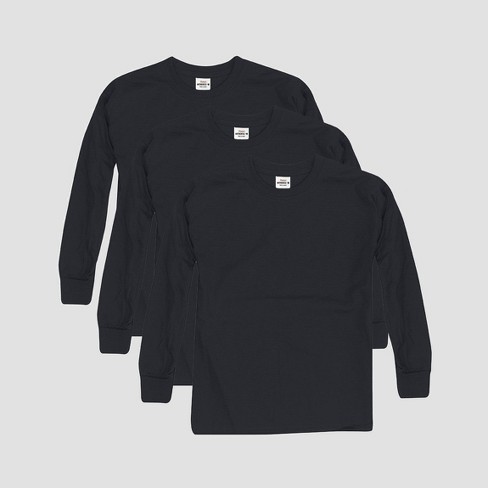 Hanes Kids' Comfort Soft 3pk Long Sleeve T-Shirt - Black XS