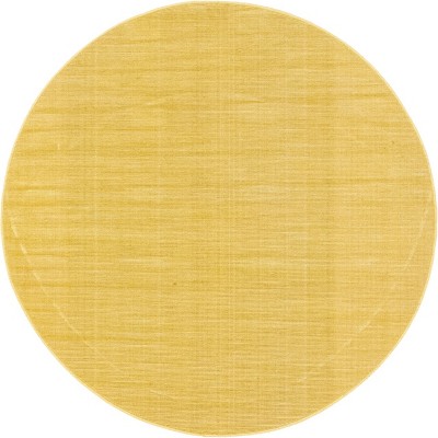 Gold Round Synthetic Easy Care Indoor Area Rug