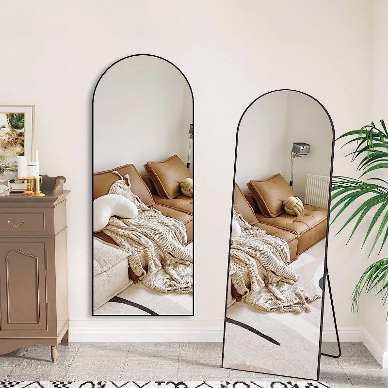 Muselady Large Arch Mirror Full Length,65"x22" Oversize Rectangle With Arch-Crowned Top with Tempered Glass Leaning Floor Mirrors-The Pop Home, 4 of 9