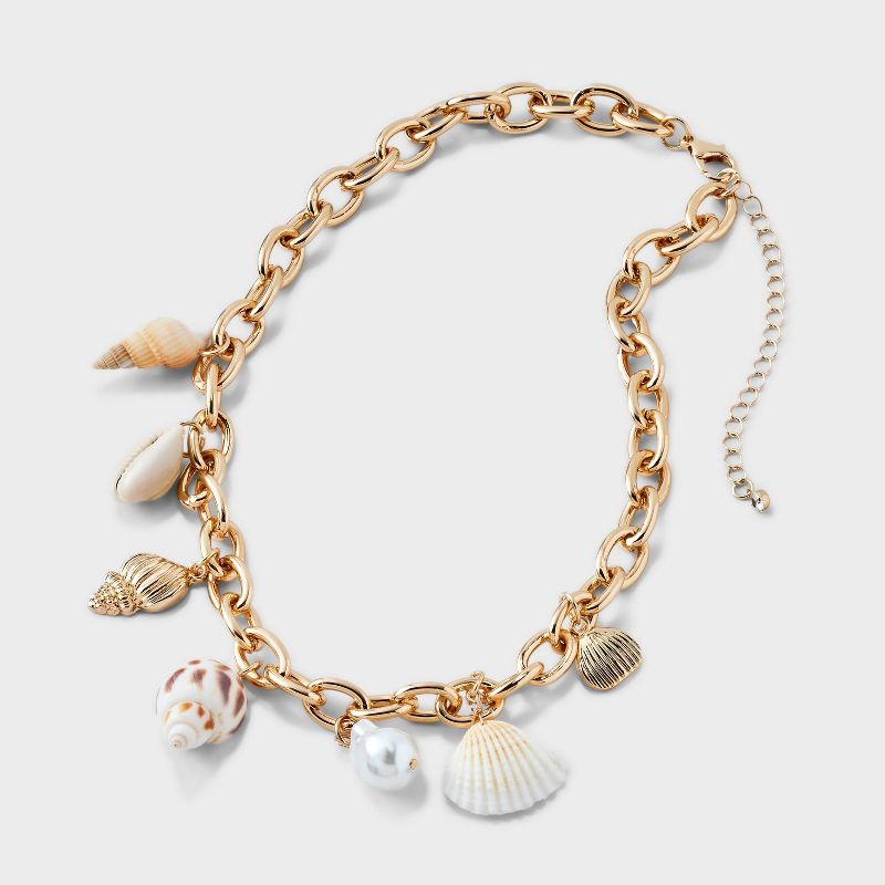 Seaside Shell Chain Necklace - A New Day&#8482; Gold/Ivory, 4 of 6