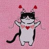2pc Valentine Cat Hand Towel Set - SKL Home: Cotton Dobby Velour, Bathroom Accessories, Machine Washable - 2 of 4