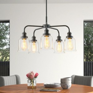 Rennnsan Ferlin 29" W 5 - Light Dome Mid-Century Modern Dimmable Chandelier - 1 of 4