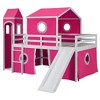 NicBex Full Size Bunk Bed Castle Shape Loft Bed Pine Bed Frame with Movable Tower, Tent, Slide, Ladder and Guardrail, No Box Spring Required - 3 of 4