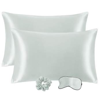 PiccoCasa Satin Zippered Pillowcase with Eye Mask & Scrunchie 2 Pcs