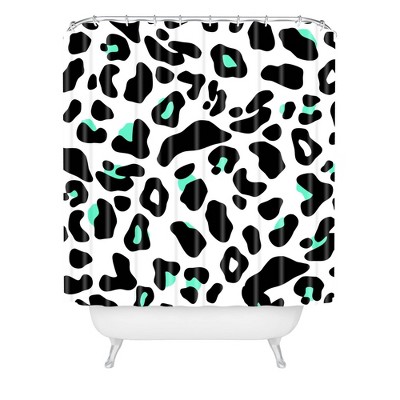 Allyson Johnson Neon Leopard Shower Curtain Black/White - Deny Designs