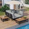 4-Piece Outdoor Seating Set, Sectional Sofa with Coffee Table and Adjustable Reclining Seats, Metal Sofa with Foam Cushions-Coolbibila - 2 of 4