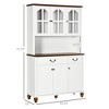 Aghana Digitals Vintage White Kitchen Hutch Cabinet with Glass Doors, Soft-Close Mechanisms, 2 - 3 of 4