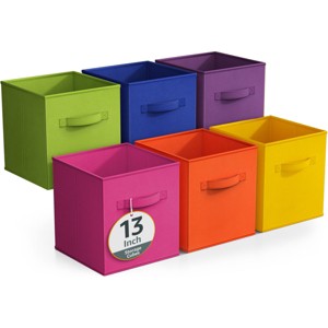 Sorbus 6 Pack 13 Inch Foldable Storage Cubes with Handles- for Organizing Home, Shelves, Nursery, Playroom, Closet and More - 1 of 4