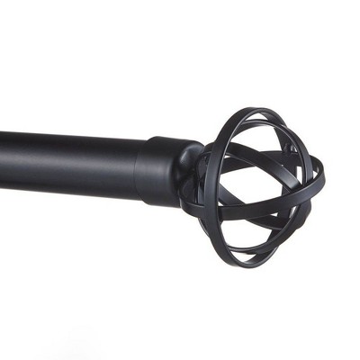 Matte Black Adjustable Iron Curtain Rod with Geometric Finials